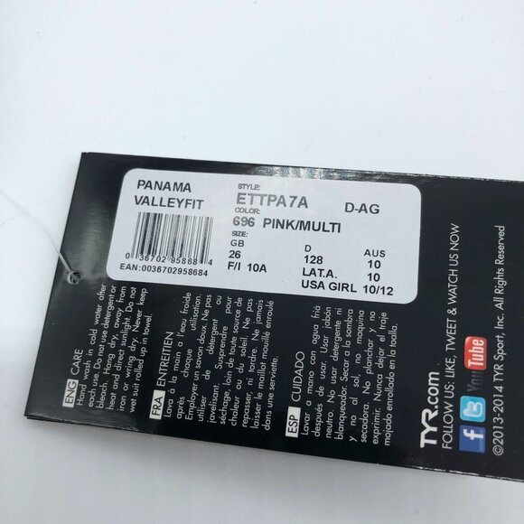 TYR Girls Panama Valleyfit One Piece Swimsuit Open Back Pineapples Pink Blue 26 - Picture 7 of 9